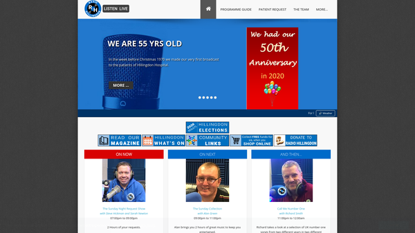 Screenshot of the Hospital Radio Hillingdon website