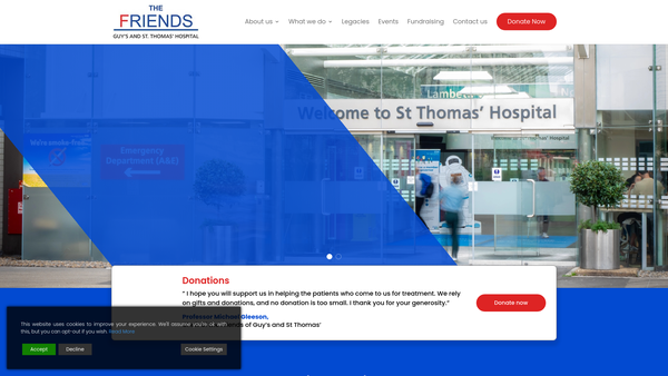 Screenshot of the The Friends Of Guy's And St Thomas' Hospital website
