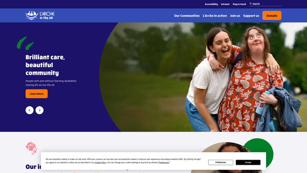 Screenshot of the L'arche website