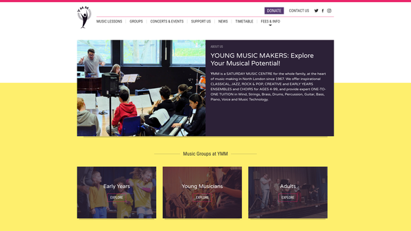 Screenshot of the Young Music Makers London Limited website