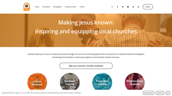 Screenshot of the Counties website