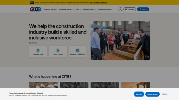 Screenshot of the CITB website