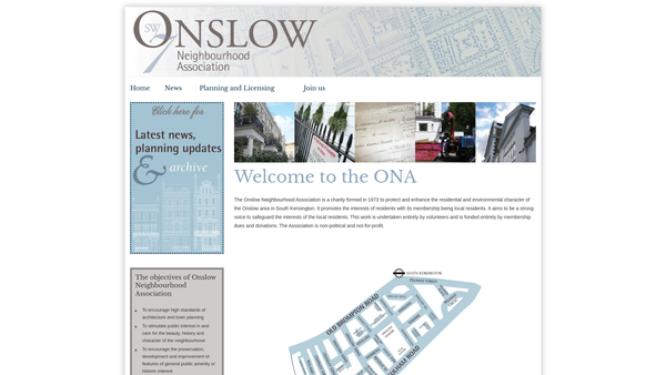 Screenshot of the The Onslow Neighbourhood Association website