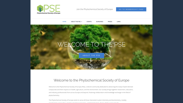 Screenshot of the The Phytochemical Society Of Europe website