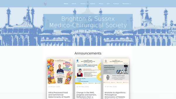 Screenshot of the Brighton And Sussex Medico-Chirurgical Society website