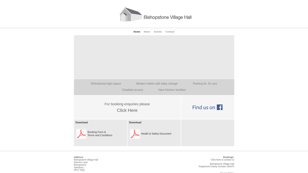 Screenshot of the Bishopstone Village Hall website