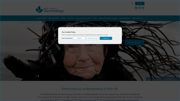 Screenshot of the The British Society Of Gerontology website