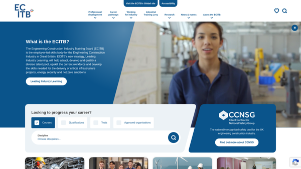Screenshot of the Engineering Construction Industry Training Board website