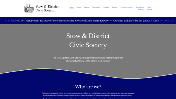Screenshot of the Stow And District Civic Society website