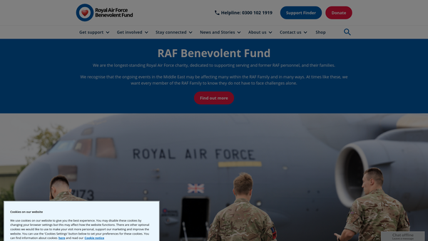Screenshot of the The Raf Benevolent Fund Housing Trust Limited website