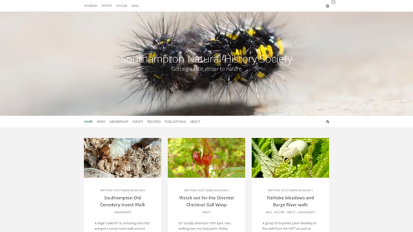Screenshot of the Southampton Natural History Society website