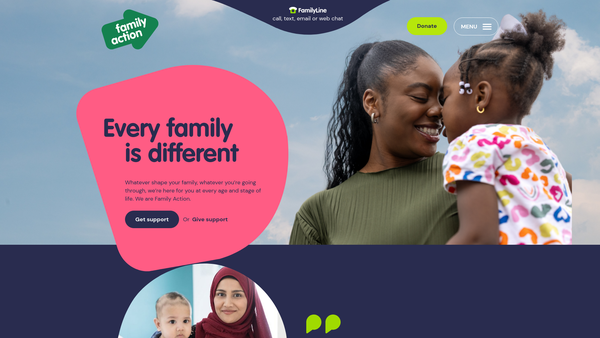 Screenshot of the Family Action website