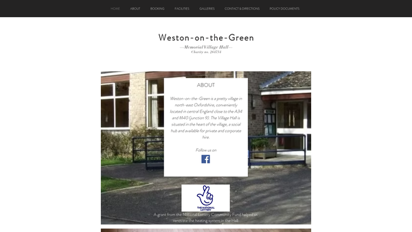 Screenshot of the Weston On The Green Memorial Village Hall website