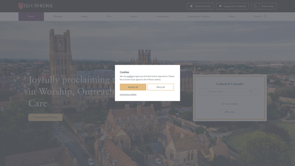 Screenshot of the Ely Cathedral Trust website