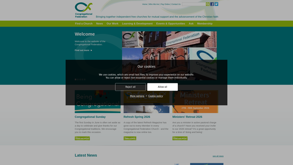 Screenshot of the Congregational Federation website