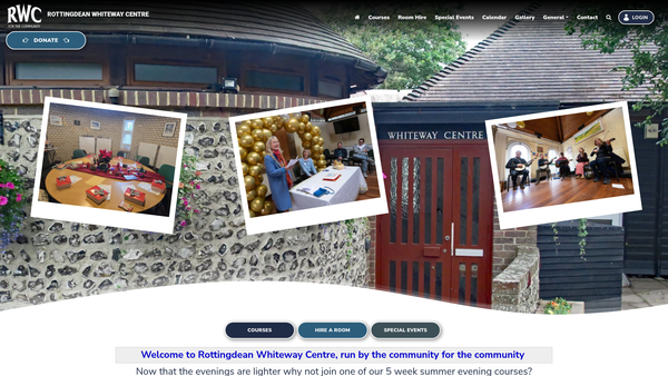 Screenshot of the Rottingdean Whiteway Centre website