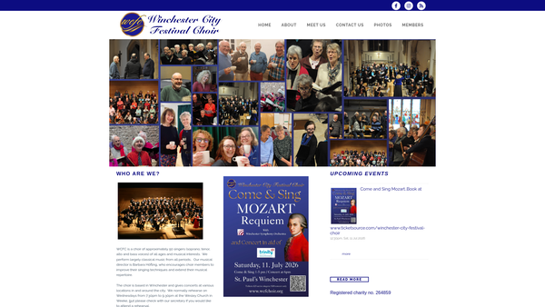 Screenshot of the Winchester City Festival Choir website