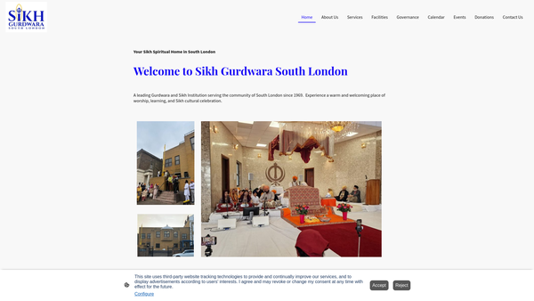 Screenshot of the Sikh Gurdwara South London website