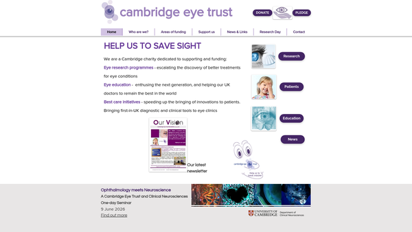 Screenshot of the Cambridge Eye Trust website