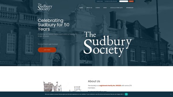 Screenshot of the The Sudbury Society website