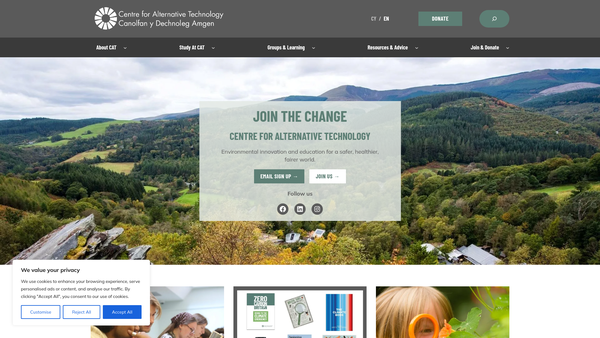 Screenshot of the Centre For Alternative Technology Charity Limited website