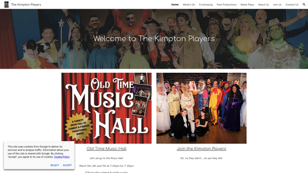 Screenshot of the The Kimpton Players website