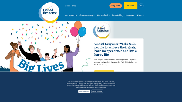 Screenshot of the United Response website