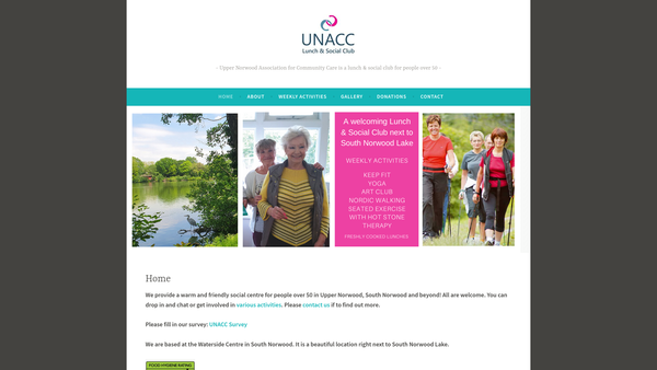 Screenshot of the Upper Norwood Association For Community Care website