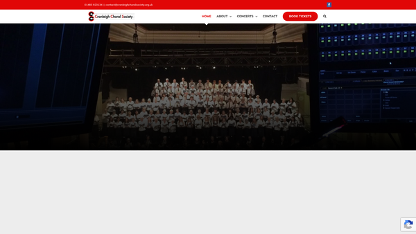 Screenshot of the Cranleigh Choral Society website