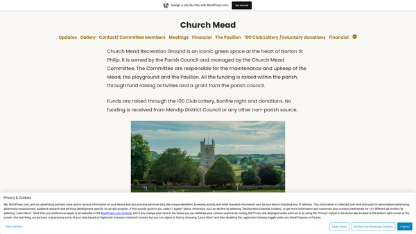 Screenshot of the The Church Mead Recreation Ground website