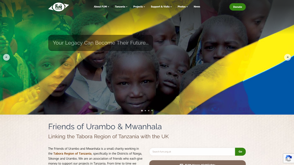Screenshot of the The Friends Of Urambo And Mwanhala website