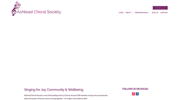 Screenshot of the Ashtead Choral Society website