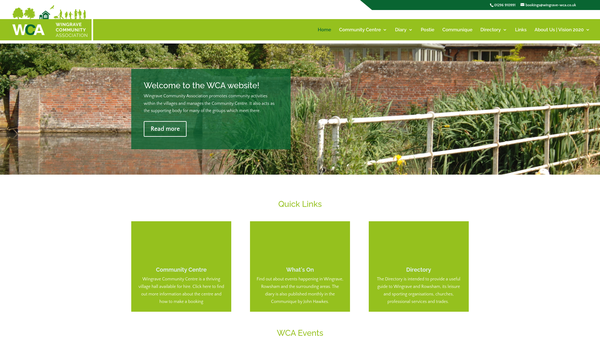 Screenshot of the Wingrave Community Association website