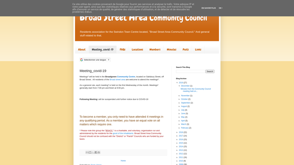 Screenshot of the Broad Street Area - Community Council website