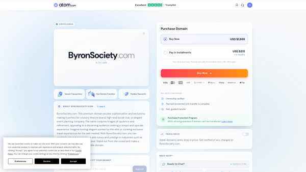 Screenshot of the The Byron Society website