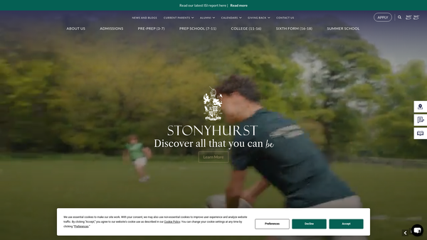 Screenshot of the Stonyhurst Charitable Fund website