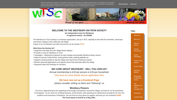 Screenshot of the The Westbury-On-Trym Society website