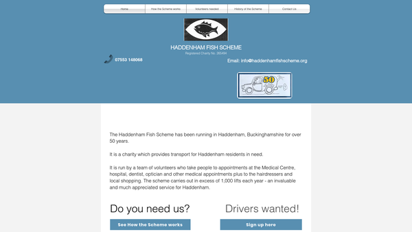 Screenshot of the Haddenham Fish Scheme website