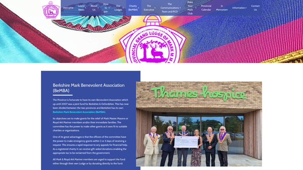 Screenshot of the Berkshire Mark Benevolent Association website