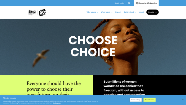 Screenshot of the MSI Reproductive Choices website