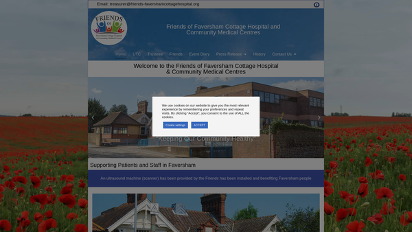 Screenshot of the The Friends Of The Faversham Cottage Hospital And Community Health Centres website
