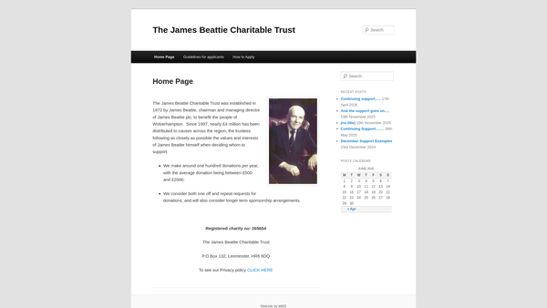 Screenshot of the The James Beattie Charitable Trust website