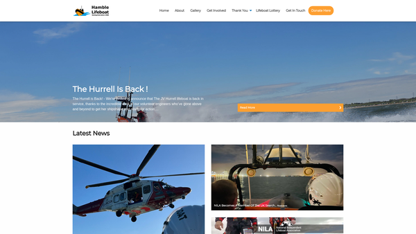Screenshot of the Hamble Lifeboat Limited website