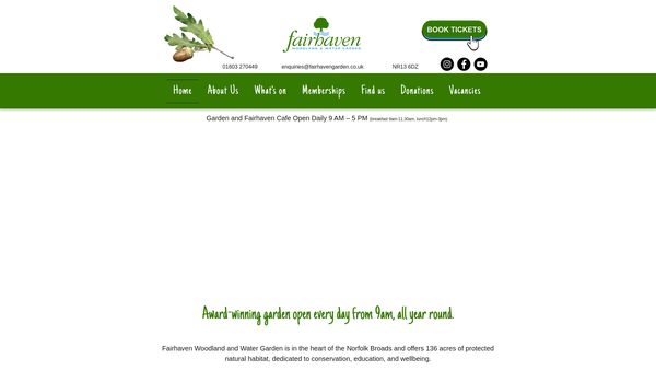 Screenshot of the The Fairhaven Garden Trust website