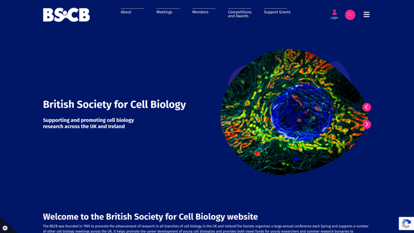 Screenshot of the British Society For Cell Biology website