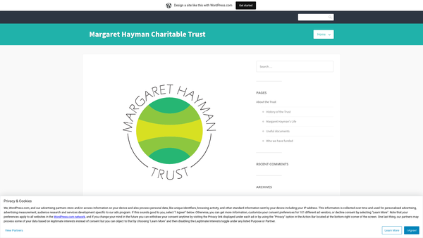 Screenshot of the Margaret Hayman Charitable Trust Fund website