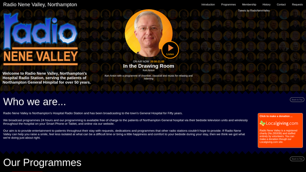 Screenshot of the Radio Nene Valley website