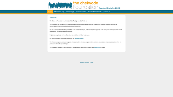 Screenshot of the The Chetwode Foundation website