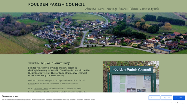 Screenshot of the Foulden Recreation Ground website