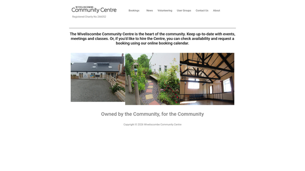 Screenshot of the Wiveliscombe Community Centre website